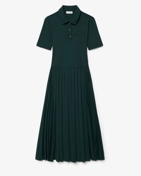 Vestido plisado con cuello polo de punto jersey vaporoso