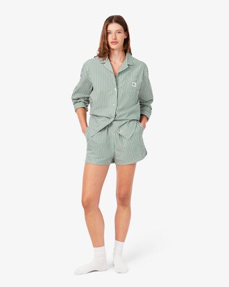 Pijama oversized de popel&iacute;n de rayas