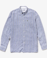 Camisa de hombre regular fit en lona de lino de rayas