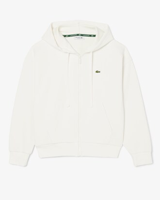 Sudadera con capucha de piqué con cremallera