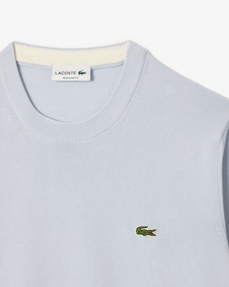 Jersey de cuello redondo de algodón monocolor