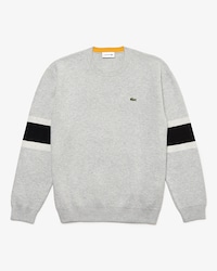 Jersey de hombre en jacquard suave con franjas a contraste y cuello redondo