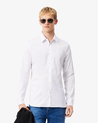 Camisa de corte ajustado de popel&iacute;n el&aacute;stico