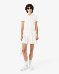 Vestido polo plisado de piqu&eacute; el&aacute;stico