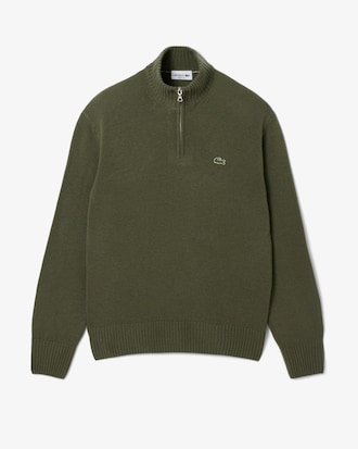 Jersey de cuello alto de lana cardada con cremallera