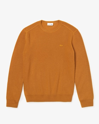 Jersey de hombre con efecto de punto en mezcla de lana y cashmere y cuello redondo