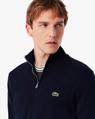 Jersey de cuello alto de algodón con cremallera