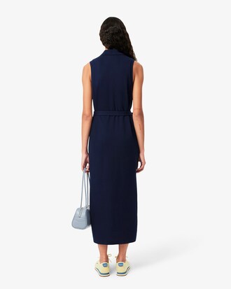 Vestido polo largo de minipiqué elástico