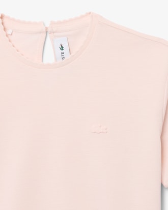 Camiseta de piqu&eacute; vaporosa con bordes festoneados