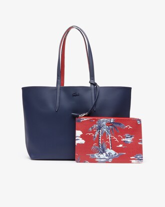 Bolso tote Anna estampado hawaiano reversible cremallera y bolsa el interior