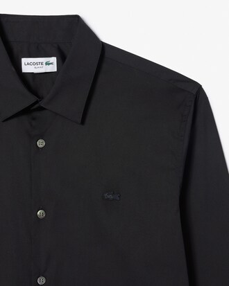 Camisa de corte ajustado de popelín elástico