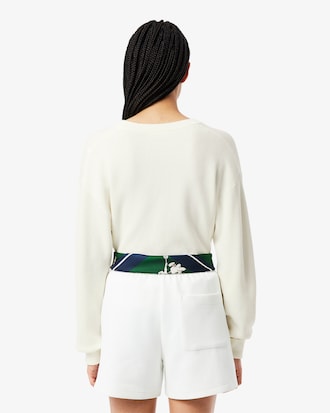 Jersey de punto musgo de algodón con cuello de pico