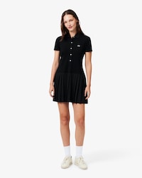 Vestido polo plisado de piqu&eacute; el&aacute;stico
