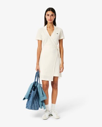 Vestido cruzado de minipiqué elástico