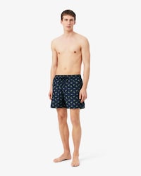 Short de ba&ntilde;o de largo medio con estampado de cocodrilos