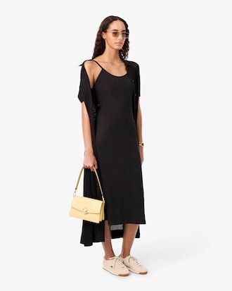 Vestido maxi de tirantes de canal&eacute; de algod&oacute;n