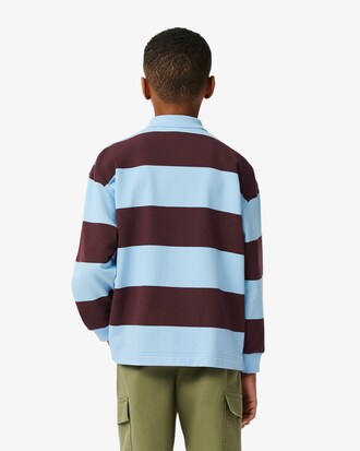 Polo de rugby de piqué de rayas en contraste
