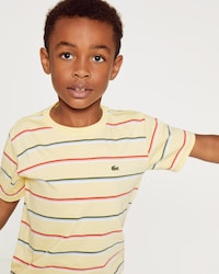 Camiseta Niño Cuello Redondo De Punto Liso De Algodón De Rayas