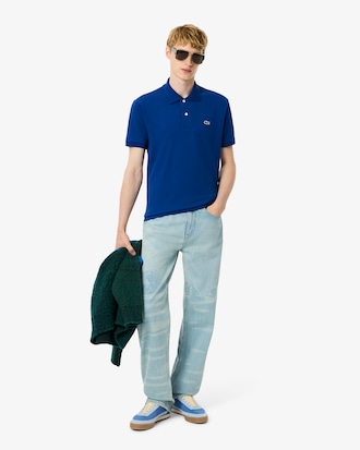 Denim de corte recto con motivo de paisaje