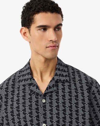 Camisa de pijama de popel&iacute;n con estampado de monograma