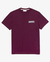 Camiseta de hombre en algod&oacute;n con cuello redondo e inscripci&oacute;n Lacoste con efecto 3D