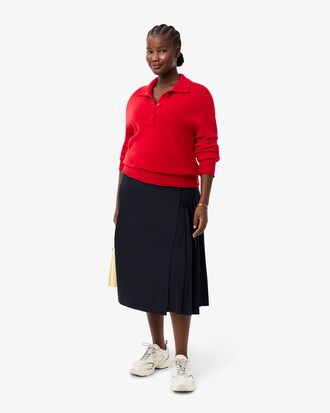 Falda de sobre plisada midi de lana