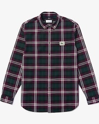 Sobrecamisa de hombre regular fit en franela de cuadros con insignia de cocodrilo