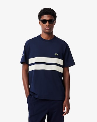 Camiseta con franja de malla de punto jersey grueso