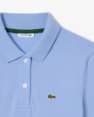 Vestido polo de manga larga de piqu&eacute; el&aacute;stico