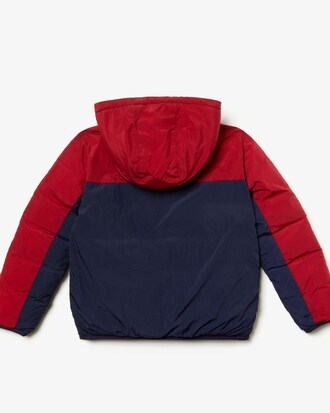 Chaqueta acolchada de niño con capucha y diseño color block