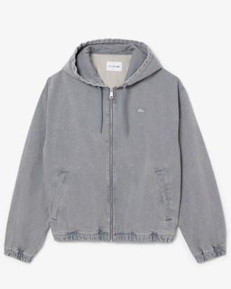 Chaqueta con capucha denim con efecto desteñido