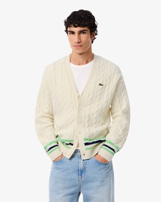 Chaqueta de punto de lana con motivo de ochos