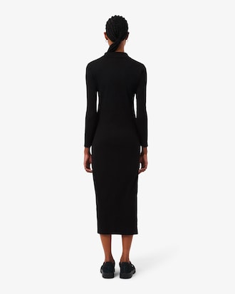 Vestido con cuello polo de canalé de algodón de corte ajustado