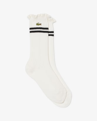 Calcetines de canalé con borde de encaje