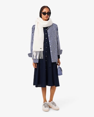 Vestido de petit piqué con cinturón y cuello polo