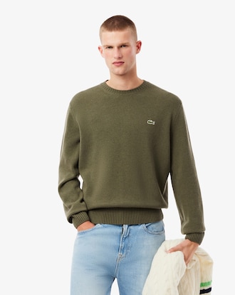 Jersey de cuello redondo de lana cardada