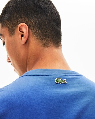 Camiseta de hombre en algodón con inscripción Lacoste a tono y cuello redondo