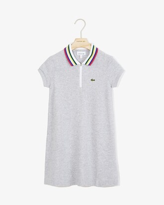 Vestido polo de ni&ntilde;a en piqu&eacute; de algod&oacute;n con cuello con cremallera