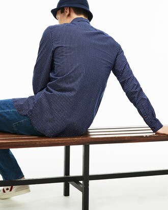 Camisa de hombre slim fit en popel&iacute;n de algod&oacute;n de cuadros