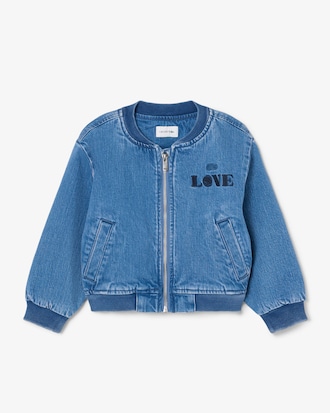 Cazadora vaquera tipo bomber acolchada con insignia