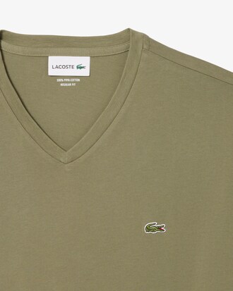Camiseta de cuello de pico de algodón pima ligero