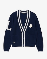 Chaqueta de punto de golf de mezcla de lana con insignia