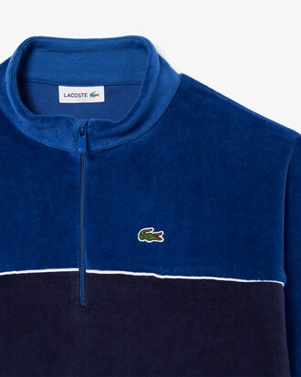 Sudadera de terciopelo con cremallera y bloques de color