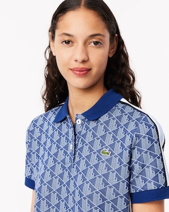 Vestido polo de corte ajustado de jacquard con monograma