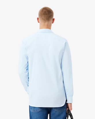 Camisa de corte ajustado de popel&iacute;n el&aacute;stico de rayas