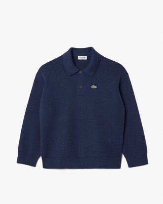 Polo de manga larga de mezcla de lana y algodón