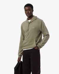 Sudadera con capucha y cremallera con rayas de logotipo