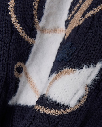 Jersey con cremallera bordado de punto intarsia con ochos