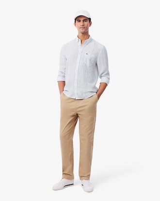 Camisa de lino de corte regular de rayas