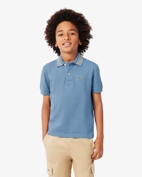 Polo de petit piqu&eacute; con cuello de rayas